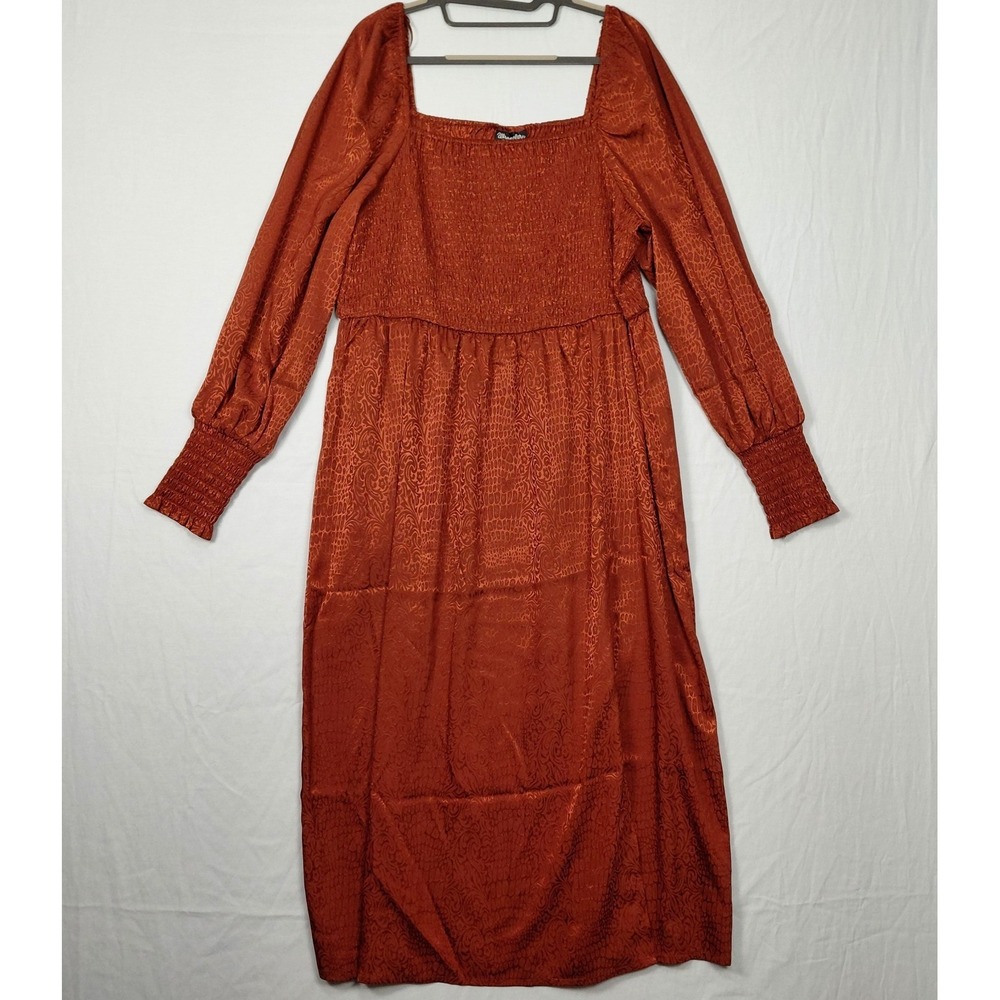 NWT Peasant Dress XXL Square Neck Smocked Bodice Puff Long Sleeves BOHO Prairie - Picture 3 of 15